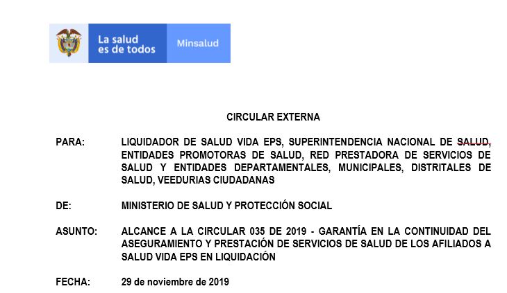 Circular Externa 29 Nov, Suspensión asignación afiliados Saludvida