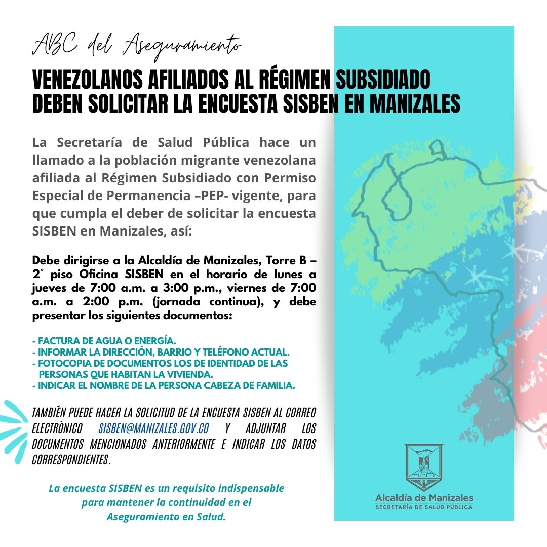 ABC del Aseguramiento solicitud SISBEN venezolanos Jul 28