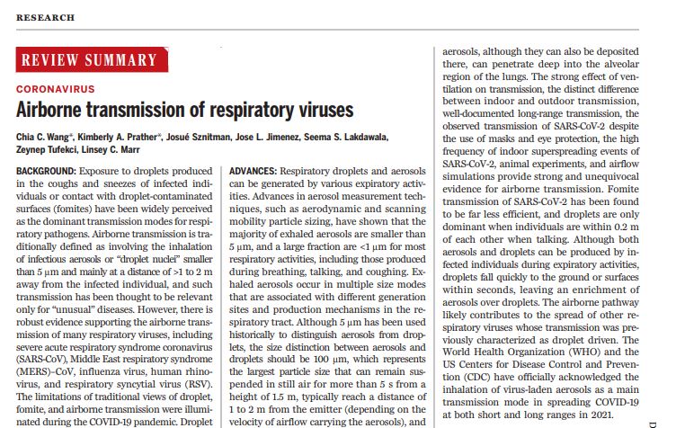 Airborne Transmission Of Respiratory Viruses Secretaría De Salud Pública